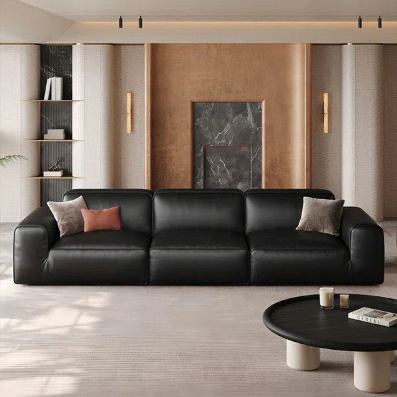 Hokku Designs Oversized Genuine Leather Sofa, Extra Large 4-5